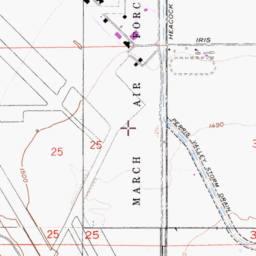Topographic Map of March Air Reserve Base Fire Department, CA