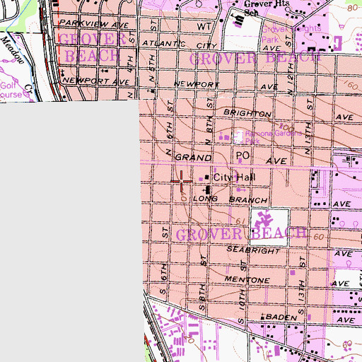 Topographic Map of Five Cities Fire Authority Station 68, CA