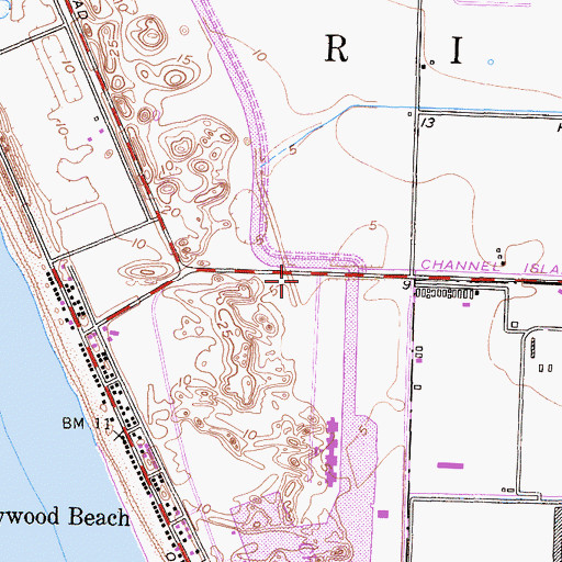 Topographic Map of Oxnard Fire Department Station 6, CA