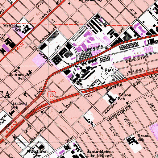 Topographic Map of City of Santa Monica Fire Department Training Facility, CA