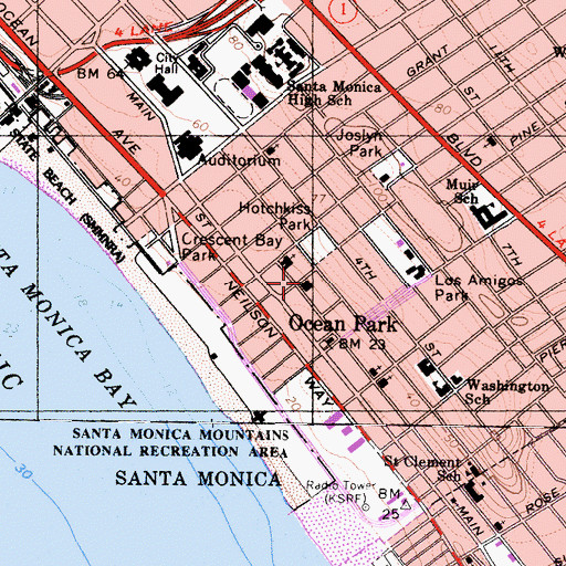 Topographic Map of City of Santa Monica Fire Department Station 2, CA