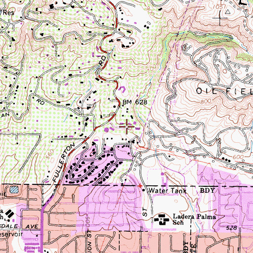 Topographic Map of City of La Habra Heights Fire Department Station 2, CA