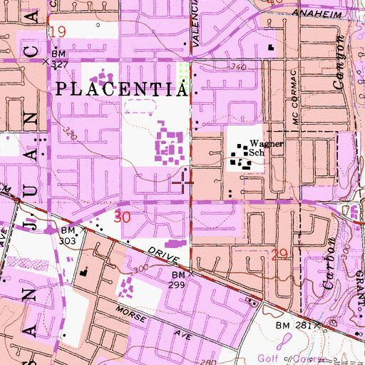 Topographic Map of Orange County Fire Authority Station 34, CA