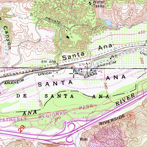 Topographic Map of Orange County Fire Authority Station 53, CA