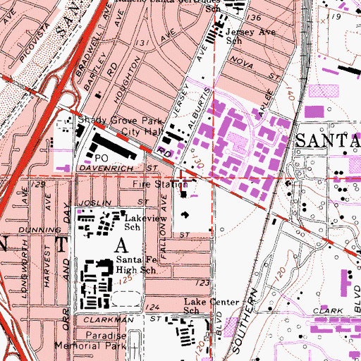 Topographic Map of City of Santa Fe Springs Fire Department Station 4, CA