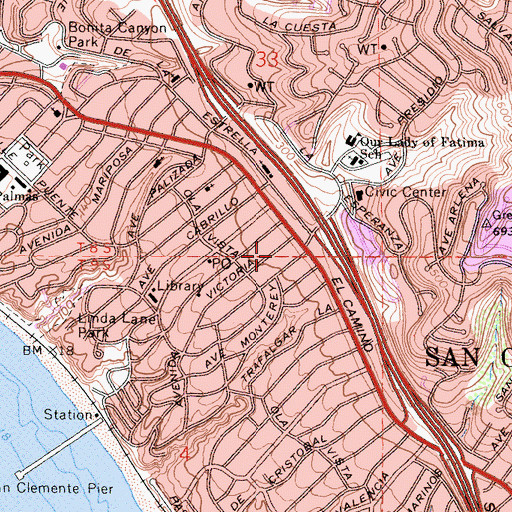 Topographic Map of Orange County Fire Authority Station 60, CA