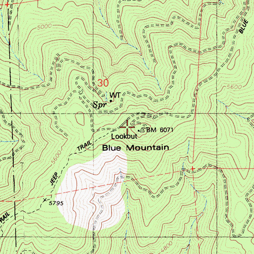Topographic Map of Blue Mountain, CA