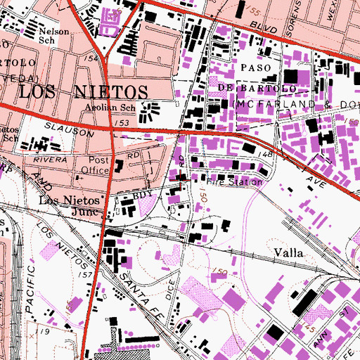 Topographic Map of City of Santa Fe Springs Fire Department Station 2, CA