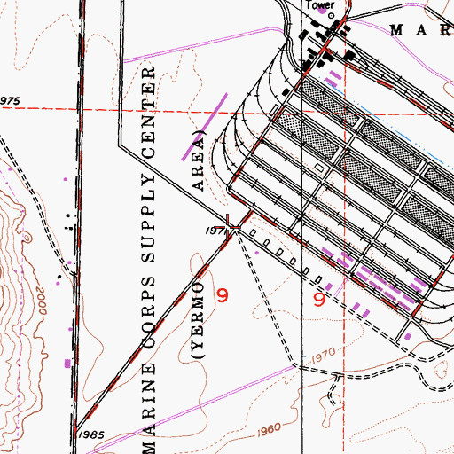 Topographic Map of Marine Corps Logistics Base Fire Station Yermo, CA