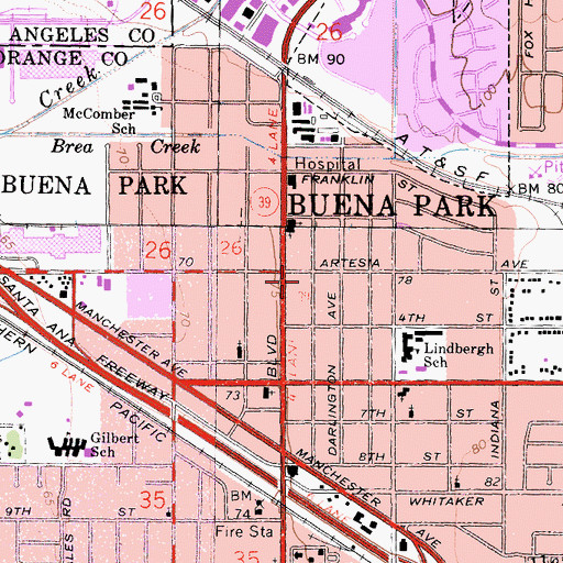 Topographic Map of Orange County Fire Authority Station 62, CA