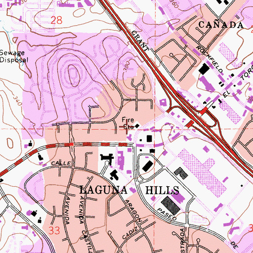 Topographic Map of Orange County Fire Authority Station 22, CA