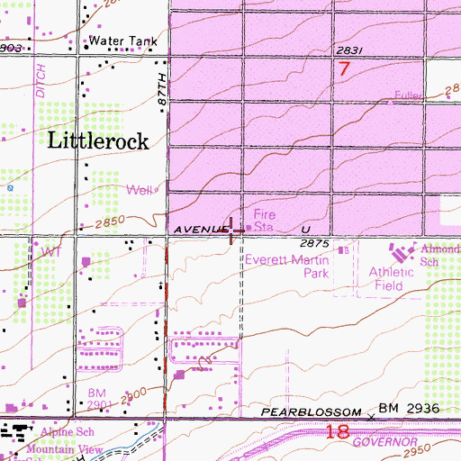 Topographic Map of Los Angeles County Fire Department Station 92, CA