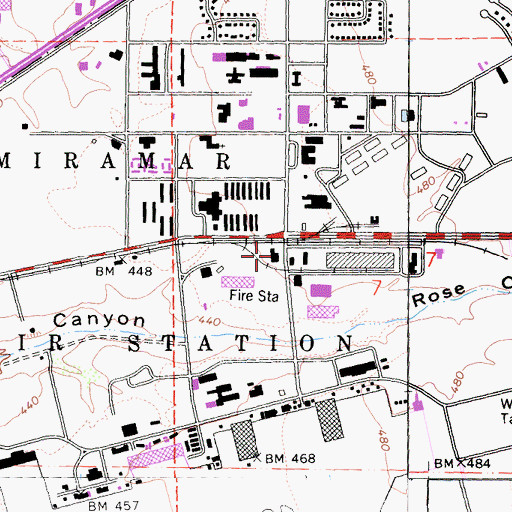 Topographic Map of Miramar Fire Department, CA