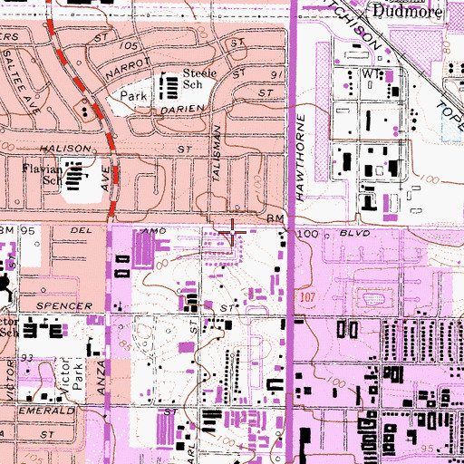 Topographic Map of Torrance Fire Department Fire Station 5, CA