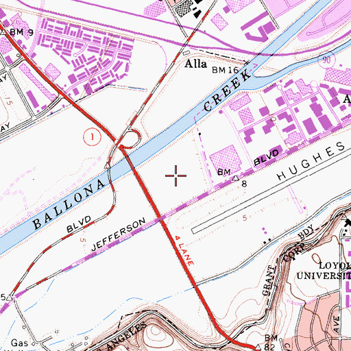 Topographic Map of City of Los Angeles Fire Department Station 67, CA