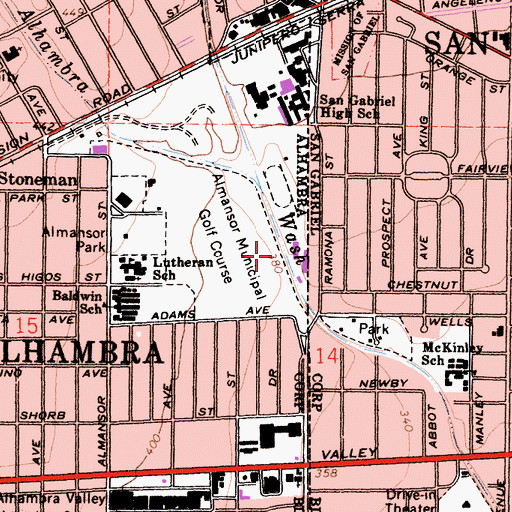 Topographic Map of City of Alhambra Fire Department Training Facility, CA
