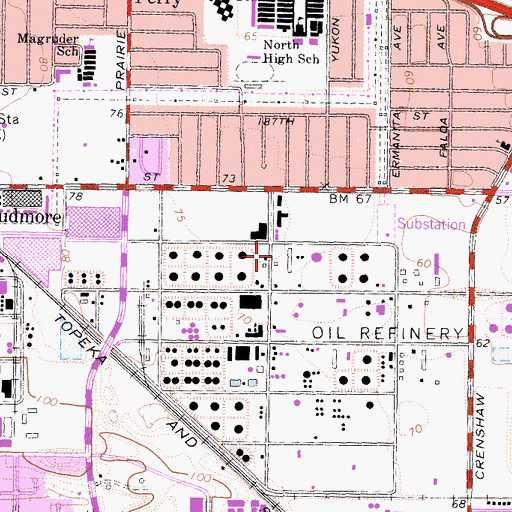 Topographic Map of Mobile Oil Refinery Fire Department, CA