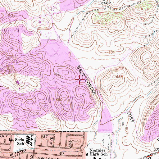 Topographic Map of City of West Covina Fire Department Station 5, CA