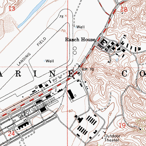Topographic Map of Camp Pendleton Fire Department Station 1, CA