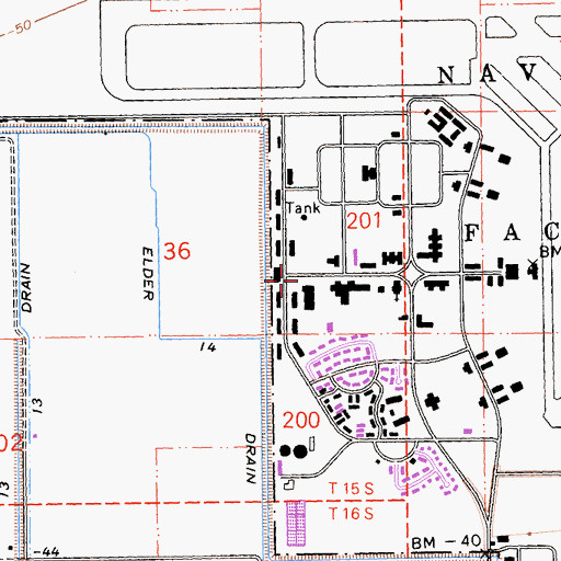 Topographic Map of Federal Fire Department El Centro Naval Air Facility, CA