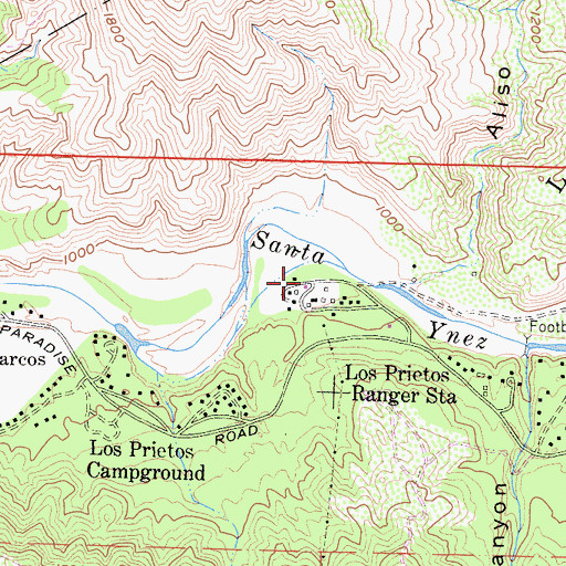 Topographic Map of Los Padres National Forest - Santa Barbara Ranger District, CA