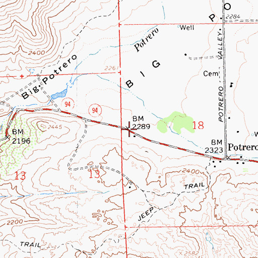 Topographic Map of CAL FIRE Potrero Fire Station 39, CA