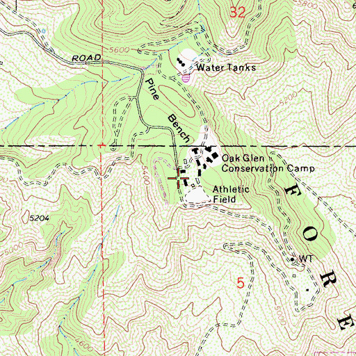 Topographic Map of California Department of Forestry and Fire Protection Oak Glenn Conservation Camp #35, CA