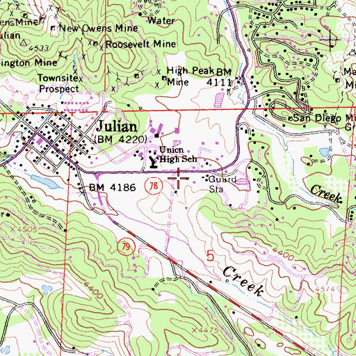 Topographic Map of CAL FIRE Julian Fire Station, CA
