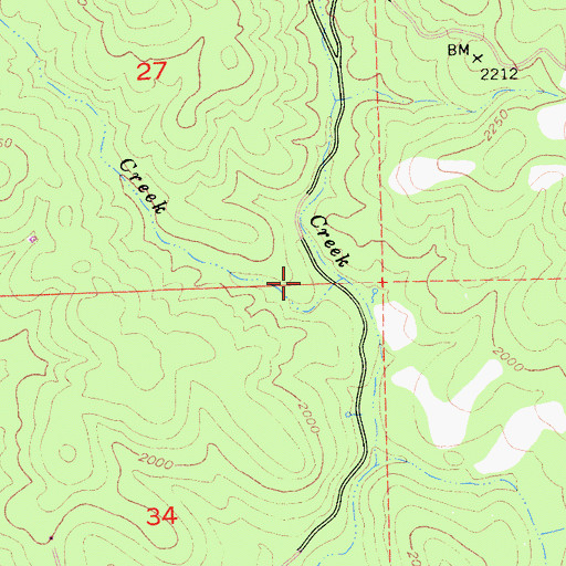 Topographic Map of Boneyard Creek, CA