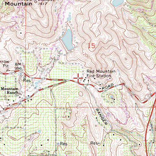 Topographic Map of CAL FIRE Red Mountian, CA