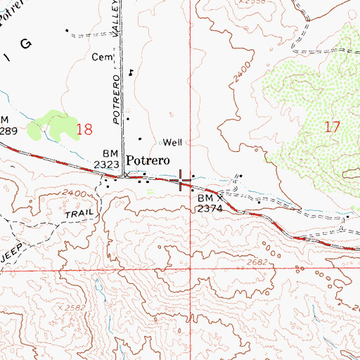 Topographic Map of California Department of Forestry and Fire Protection Station 31 Potrero, CA