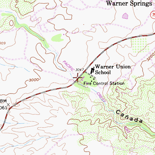 Topographic Map of CAL FIRE Warner Springs Fire Station, CA