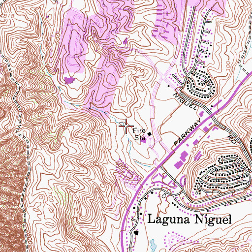 Topographic Map of Orange County Fire Authority Station 5, CA