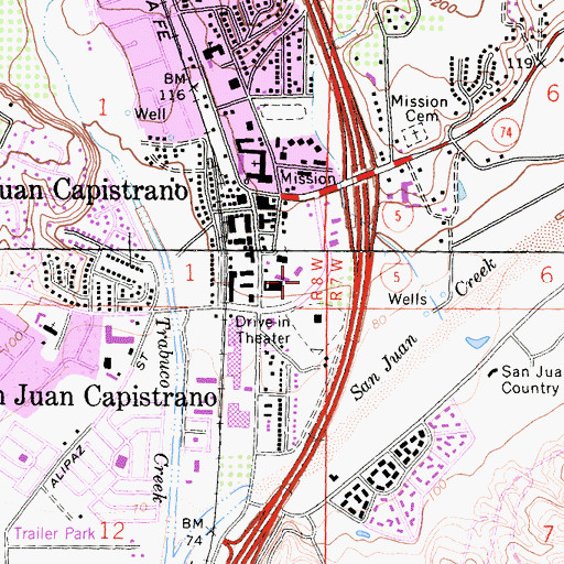Topographic Map of Orange County Fire Authority Station 7, CA