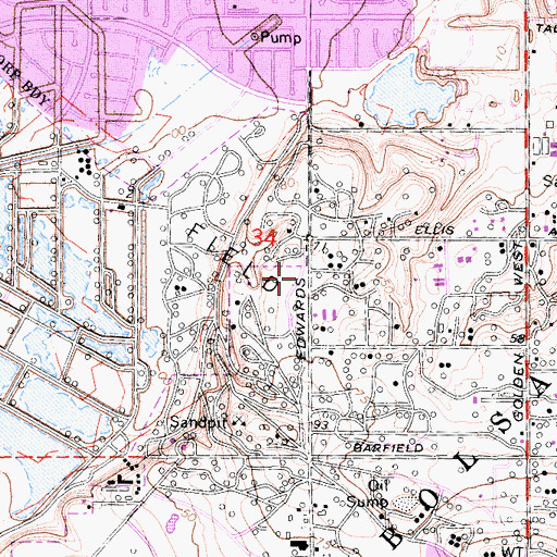 Topographic Map of Huntington Beach Fire Department Station 6, CA