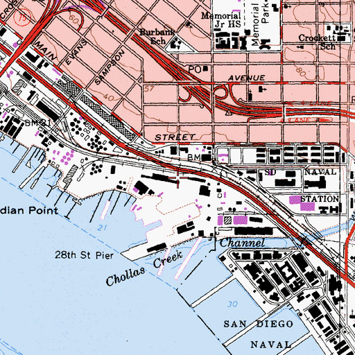 Topographic Map of General Dynamics National Steel and Shipbuilding Company Fire Department, CA