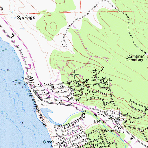 Topographic Map of California Department of Forestry and Fire Protection Station 10 Cambria, CA