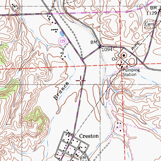 Topographic Map of California Department of Forestry and Fire Protection Station 50 Creston, CA