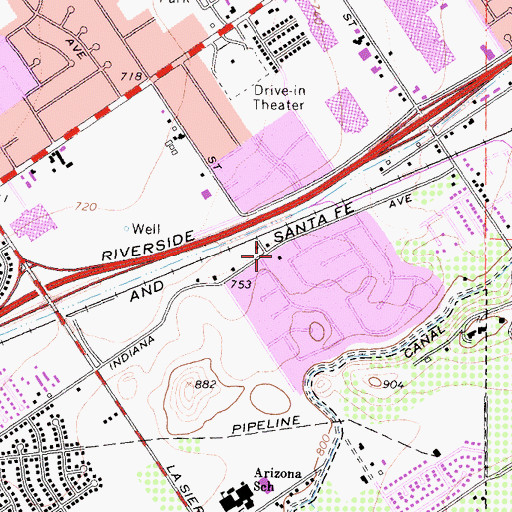 Topographic Map of Riverside Fire Department Station 12 La Sierra South, CA