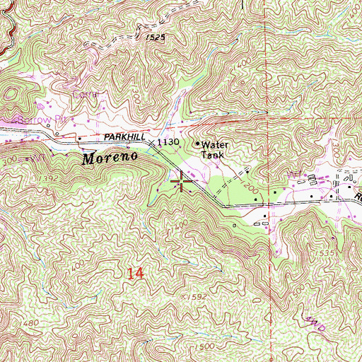 Topographic Map of California Department of Forestry and Fire Protection Station 40 Parkhill, CA