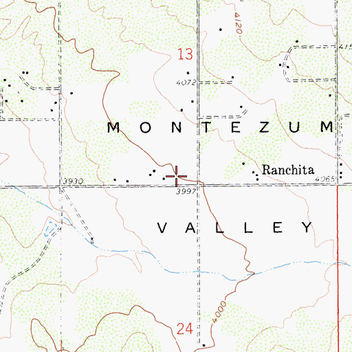 Topographic Map of Montezuma Valley Volunteer Fire Department, CA