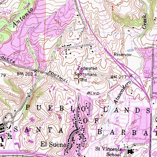 Topographic Map of Santa Barbara County Fire Department Headquarters, CA