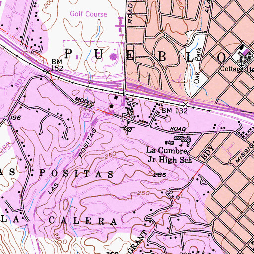 Topographic Map of Santa Barbara City Fire Department Station 5, CA
