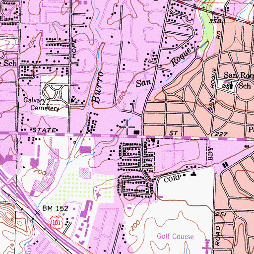 Topographic Map of Santa Barbara City Fire Department Station 4, CA