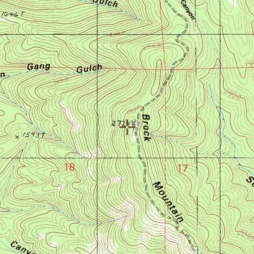 Topographic Map of Brock Mountain, CA