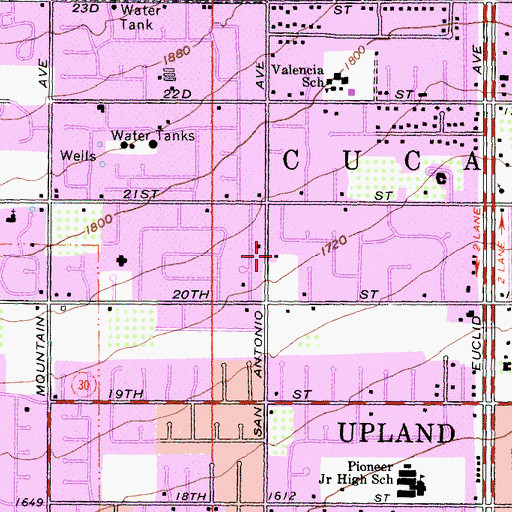 Topographic Map of Upland Fire Department Station 162, CA