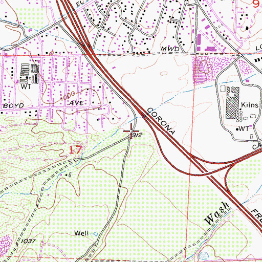 Topographic Map of Corona Fire Department Station 7, CA