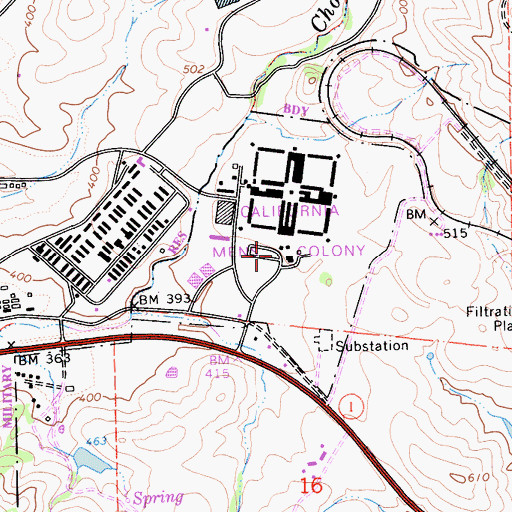 Topographic Map of California Men's Colony Fire Department, CA