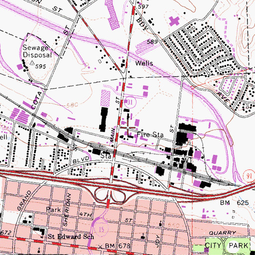 Topographic Map of Corona Fire Department Station 2, CA