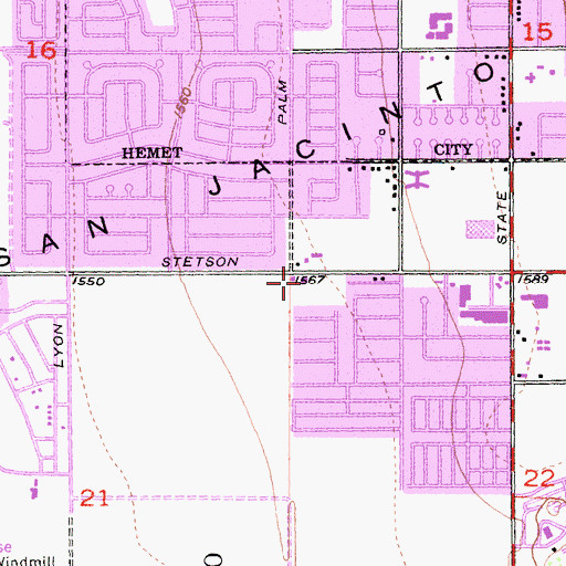 Topographic Map of Hemet Fire Department Station 2, CA